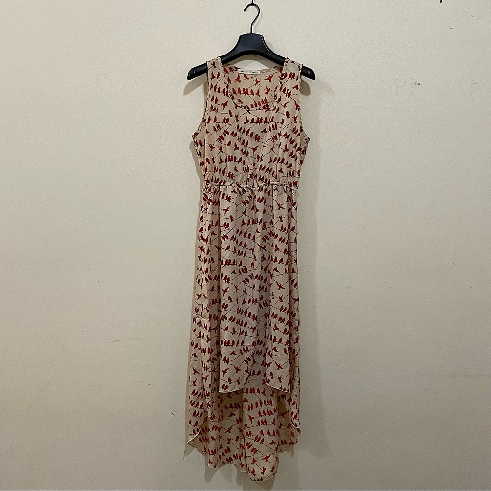 Peaches and Cream Red Bird High Low Maxi Dress